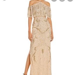 Aidan Mattox Beaded V-neck Sleeveless Gown